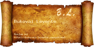 Bukovai Levente névjegykártya